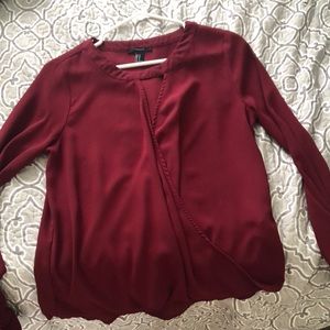 Red forever 21 long sleeve blouse size:M